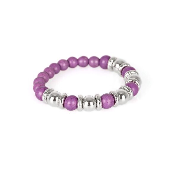 Purple and silver beaded bracelet - Picture 2 of 2